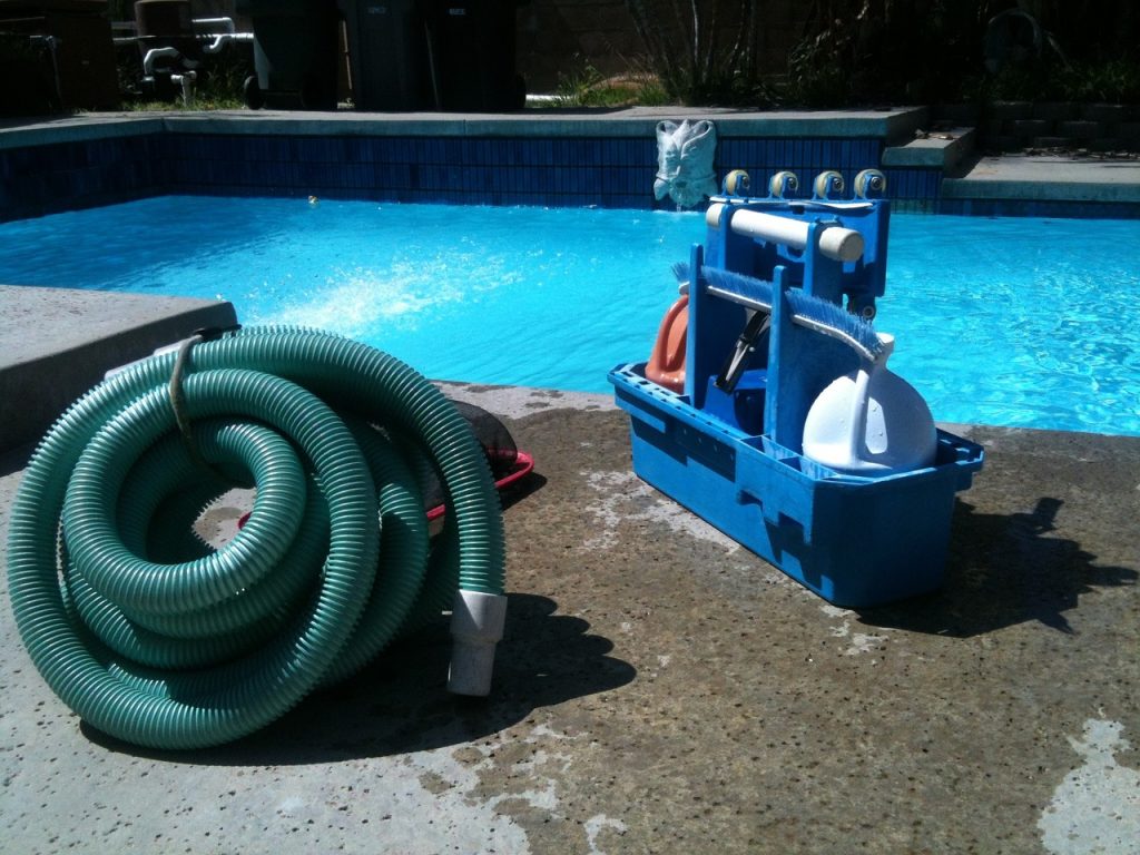 a speed pumping machine beside the pool